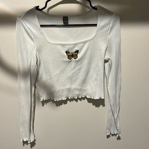 SHEIN white butterfly crop top size large